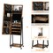 360° Rolling Full Length Vanity Mirror Jewelry Cabinet, Rustic Lockable Cosmetic & Jewelry Storage Armoire with Bottom Shelf